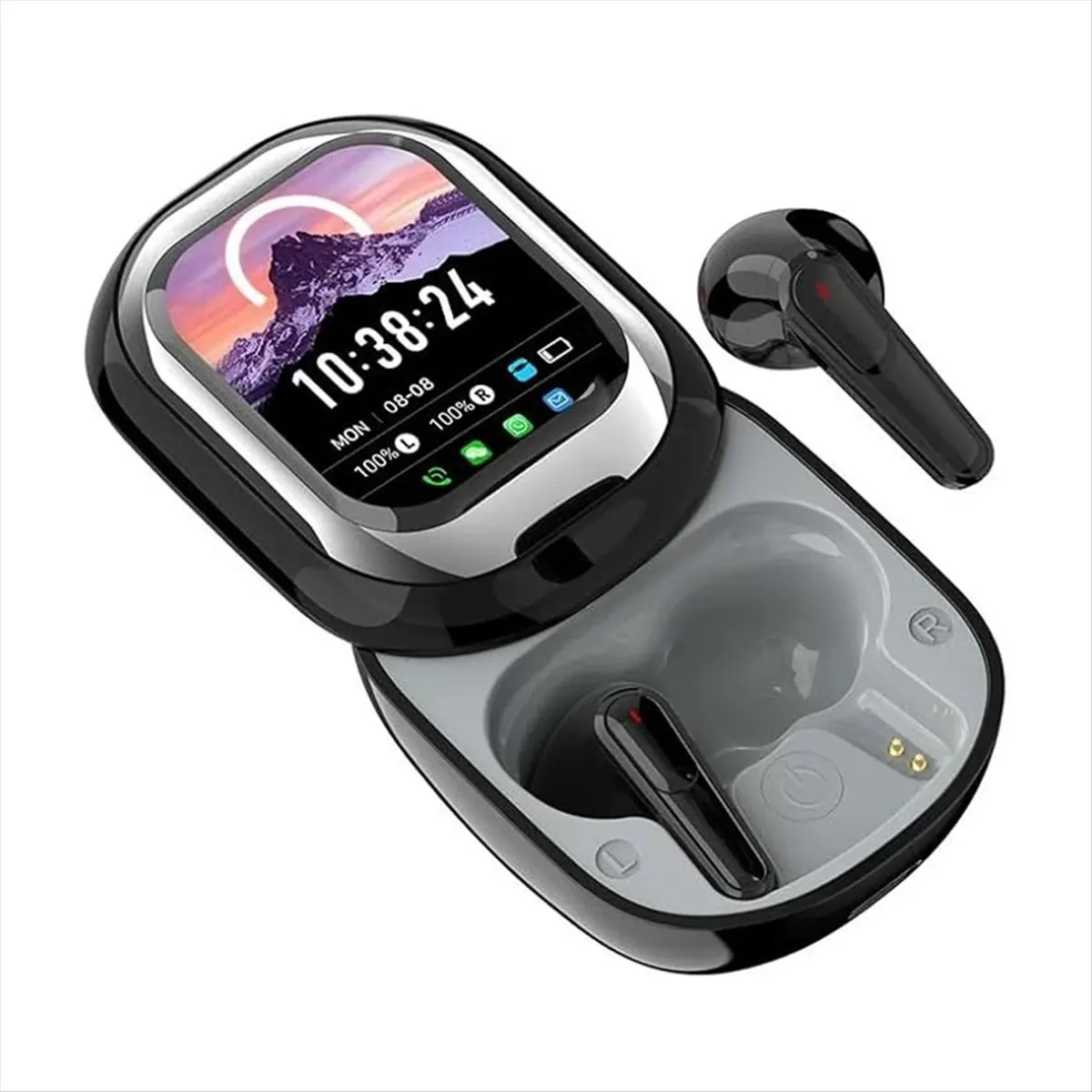 DTD1701-HOT-In-Ear Full-Color Touch Screen Wireless Long-Life Noise Reduction Bluetooth Headset with Smart Watch Function Headse