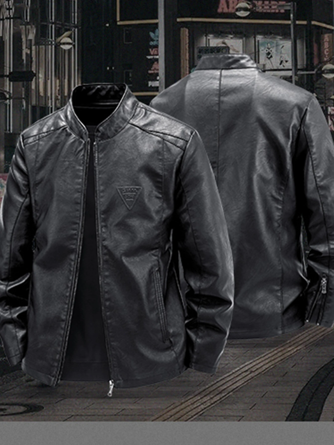 

Men's Leather Jacket, Leather Jacket, Men's Coat Jacket, Casual Fashion Jacket, Men's Leather Long-Sleeve Jacket
