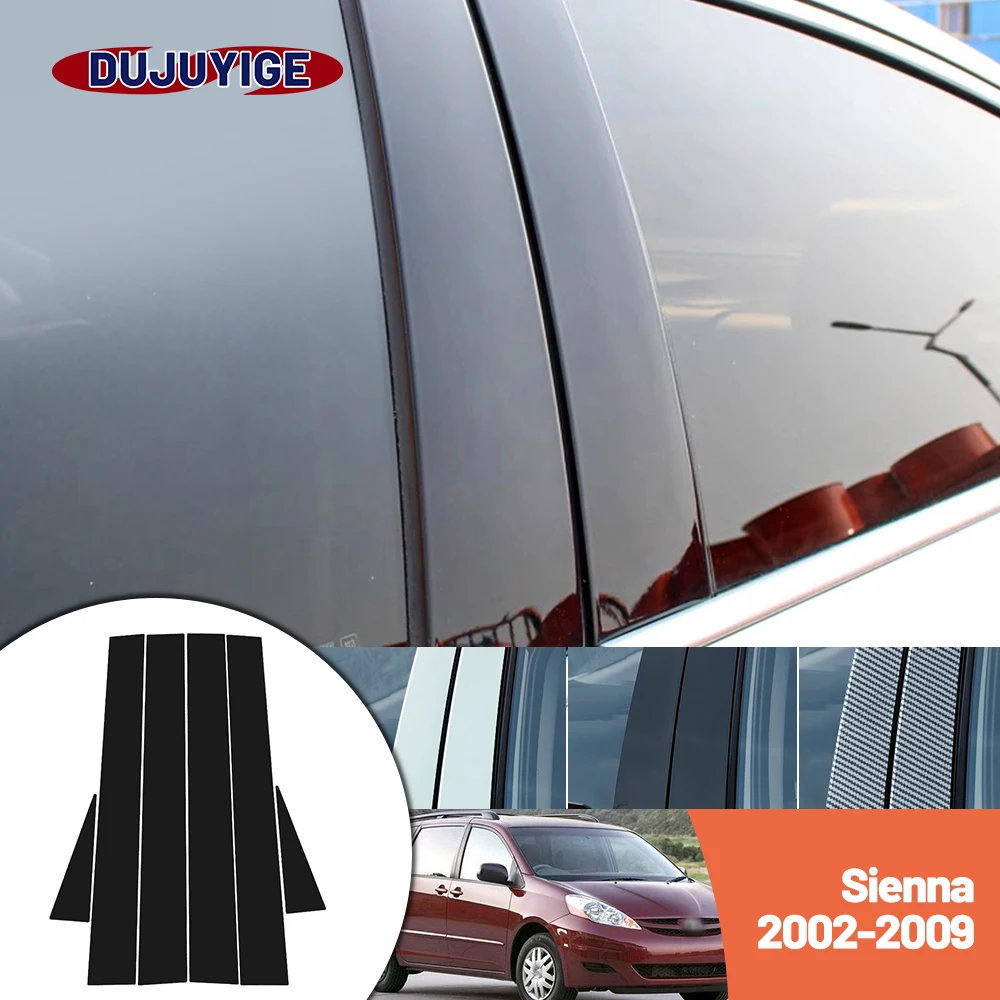 

Bright black carbon fiber door and window B C Pillar sticker suitable For Toyota Sienna 2002-2009 2003 2004 2005 2006 2007 2008