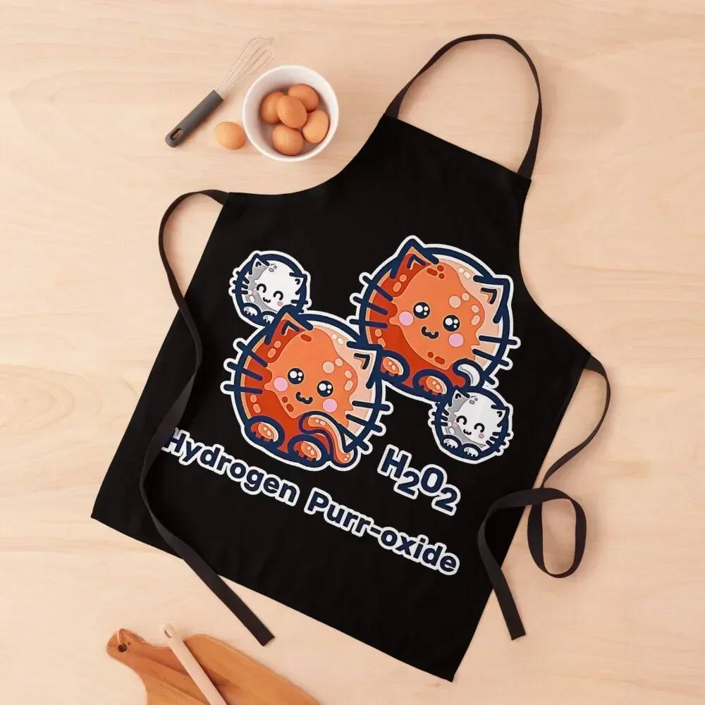 Hydrogen Purr-oxide Cat Chemistry Pun T-Shirt Apron professional kitchen kitchen clothes for men Apron