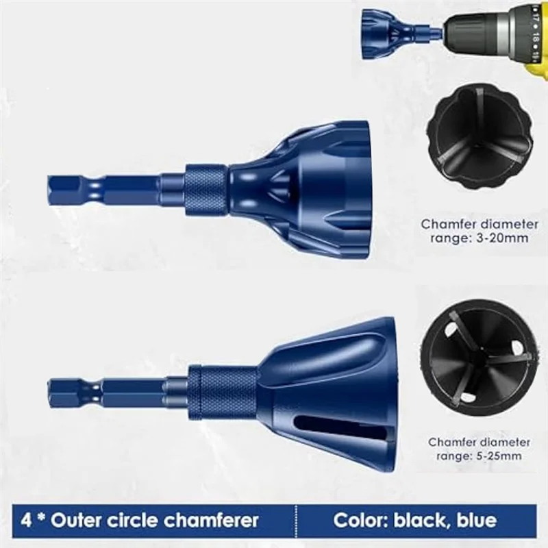 4 قطعة أداة الشطب الخارجية لإزالة الأزيز لقمة مثقاب الشطب ، أداة إصلاح خيط الترباس ، لـ 5-25 مللي متر/3-20 مللي متر متينة