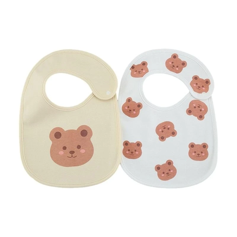 

J15U 2-Pack/set Cotton Baby Bibs Breathable Scarf Drool Catchers Feeding Bibs