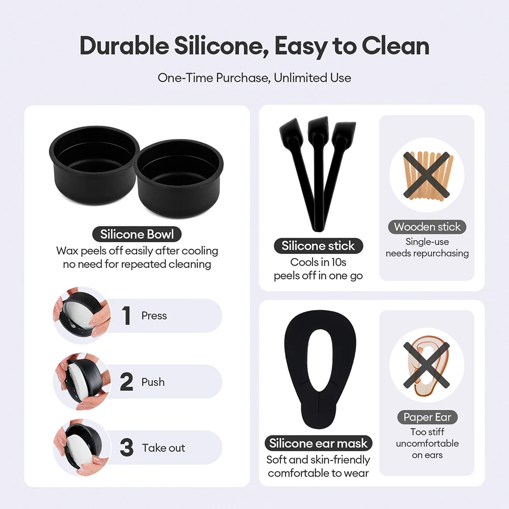 40 جرام وعاء سيليكون صغير الشمع سخان الصبح عدة إزالة الشعر آلة تذوب الشمع الشمع الفول مزيل الشعر الشمع دفئا الشمع التدفئة وعاء Melter #5