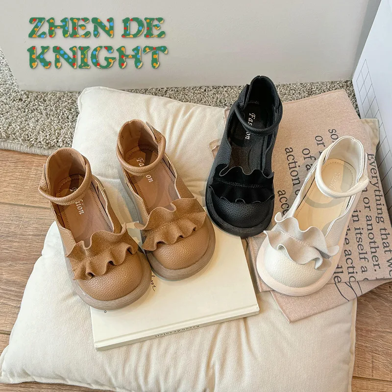 

2025 г., детская кожаная обувь, милая милая обувь для девочек, обувь для маленьких девочек, школьная обувь для выступлений, завитая Мэри Джейн для девочек