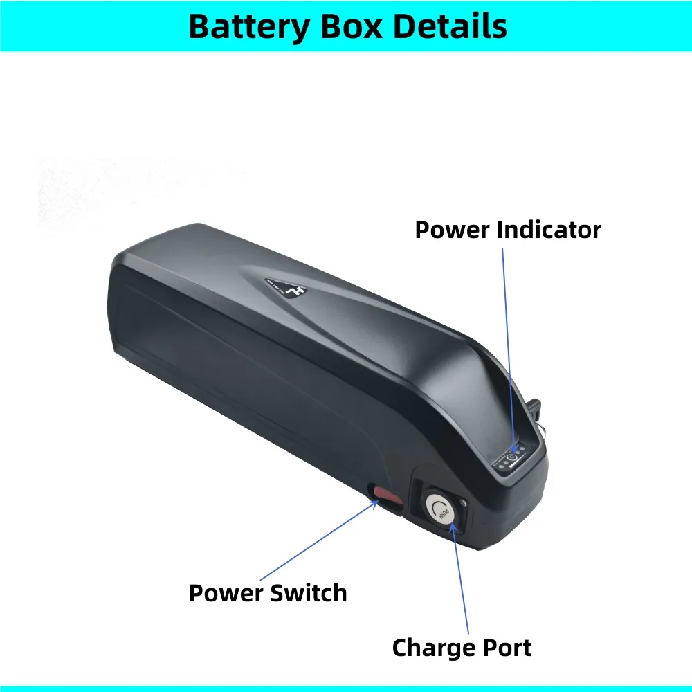 65 pcs 18650 cells Shanshan Big Hailong 1-2 Ebike Battery Box with USB 36V 48V 52V 60V Down Tube Shark Ebike Battery Case