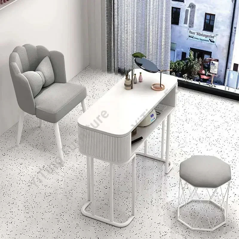 Nordic Modern Cream Style Nail Tables Professional Aesthetictable Manicure Table Dressing Mesa Manicura Salon Furniture KMNT