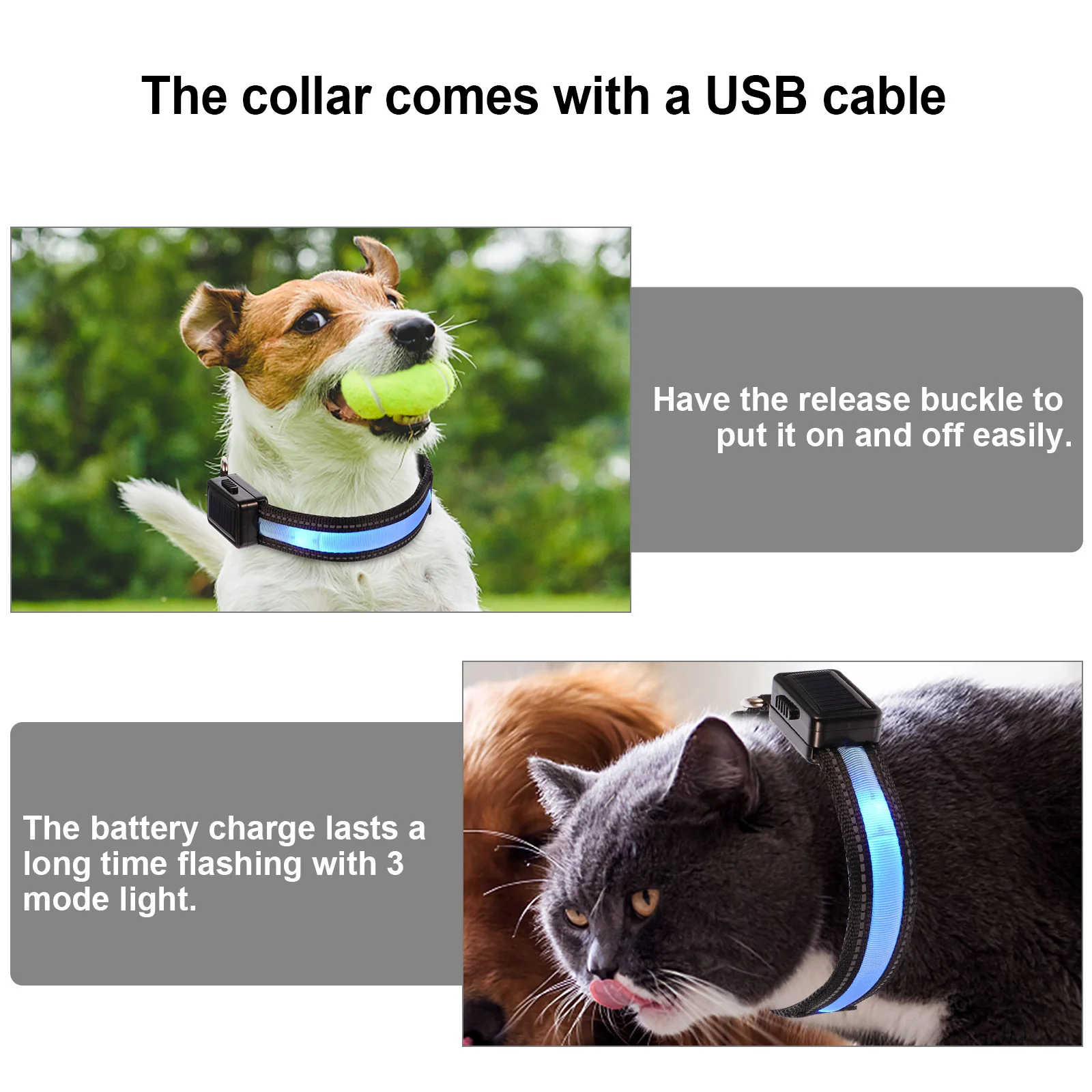 

1Set LED Dog Collar Light Up Glowing Flashing Rechargeable Pet Collar Puppy Night Safety USB Charging Pet Supplies
