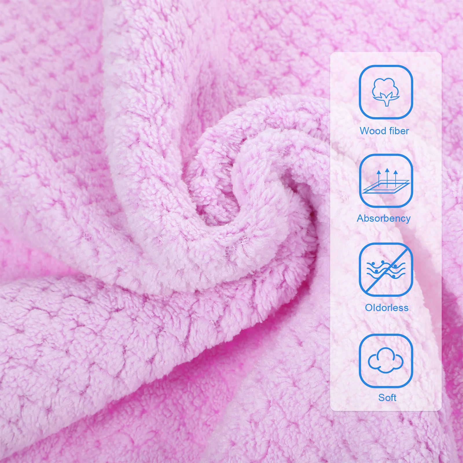 

6Pcs Almond Fleece Absorbent Dishcloth Oil-Free Kitchen Cloth for Cookware Glass Furniture Pink