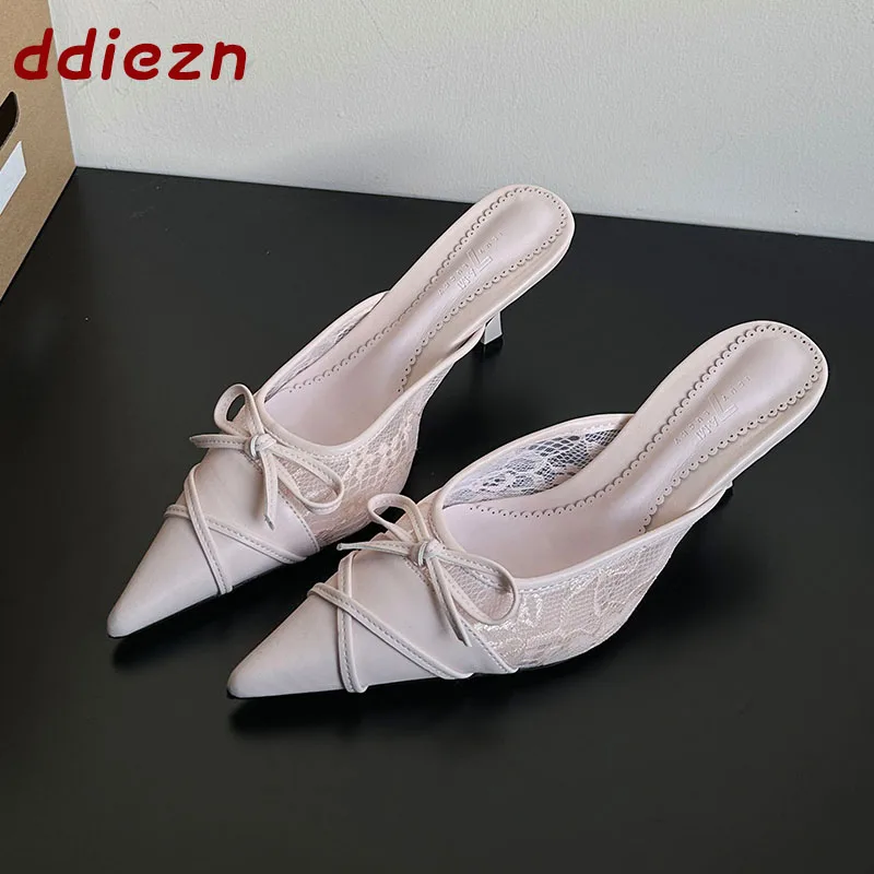 

Розовые летние модные женские тапочки с острым носком, сандалии на тонком высоком каблуке, женские мюли, элегантные туфли для вечеринок для женщин