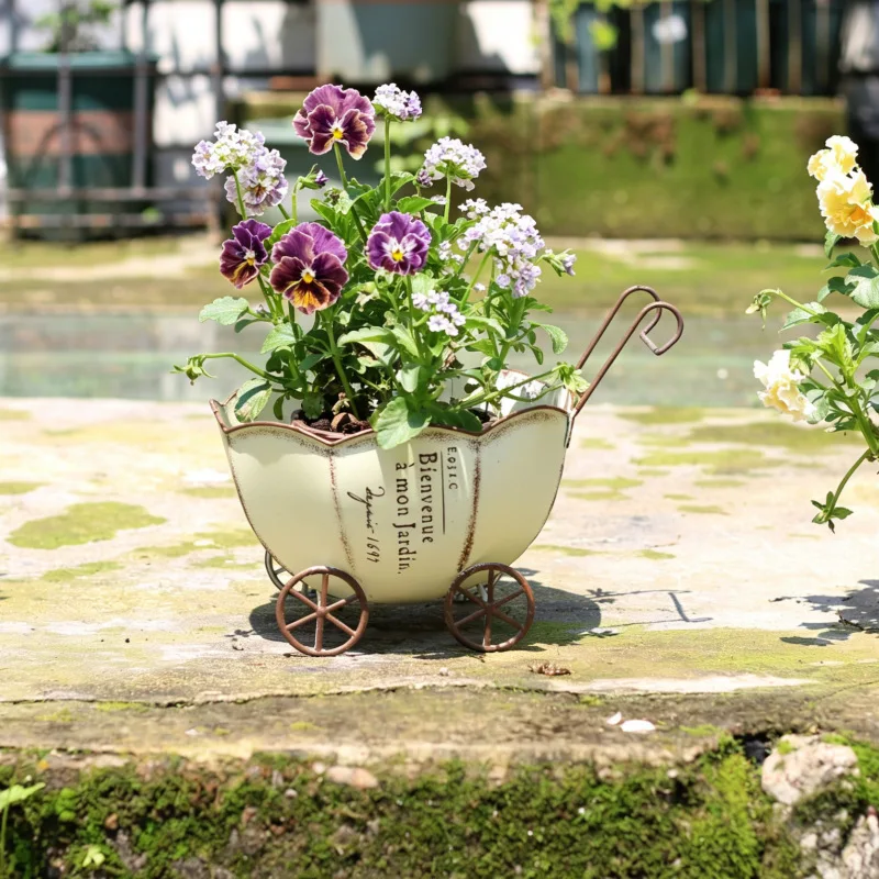 Foreign trade cross-border villa courtyard desktop pumpkin flower pot B & B balcony iron pot gardening courtyard planting box