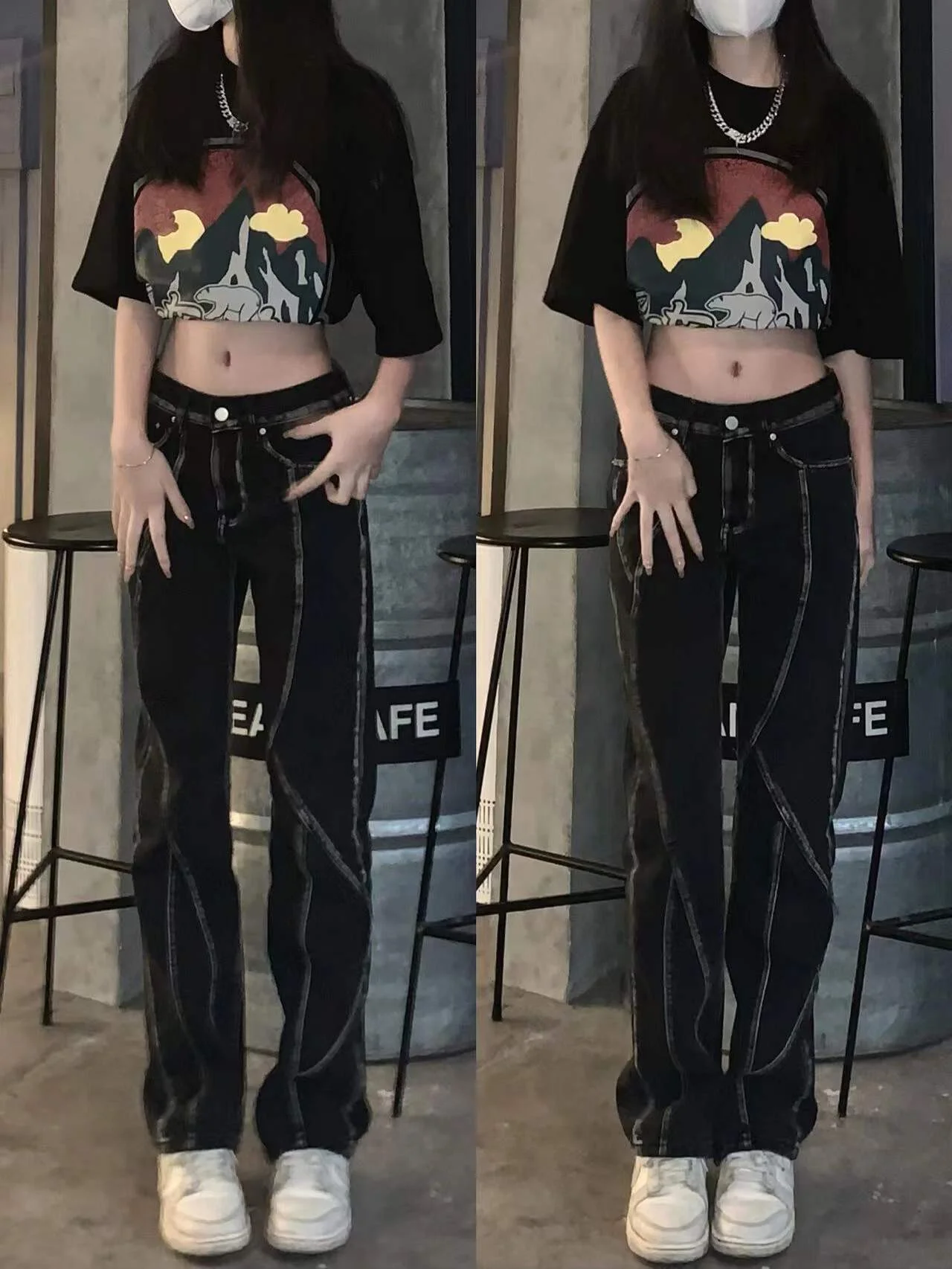 High Waist Straight Leg Denim Jeans Women's Spring Autumn plus Size High Street Retro Style Long Pants Wide Leg Trousers