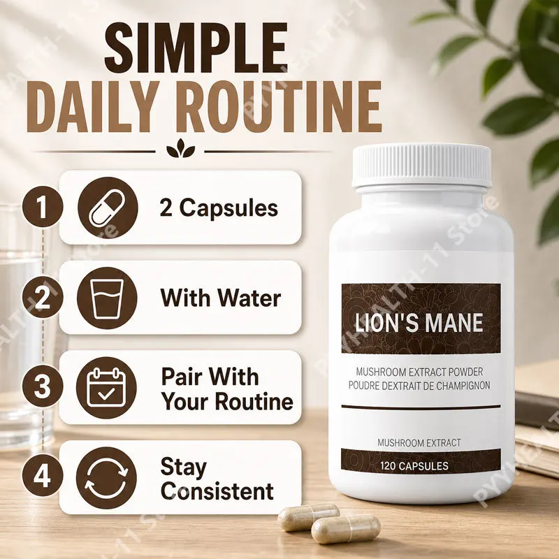 Lion’s Mane Mushroom Capsules Supplement with Beta Glucans Focus & Mental Clarity Support Daily Wellness Formula 120 Count view 5