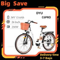 E-Bike DYU C6 Pro 250W Motor 36V15.6AH Removable Battery Electric Bike 26 Inch Tire Fashion Version City Adult Electric Bicycle