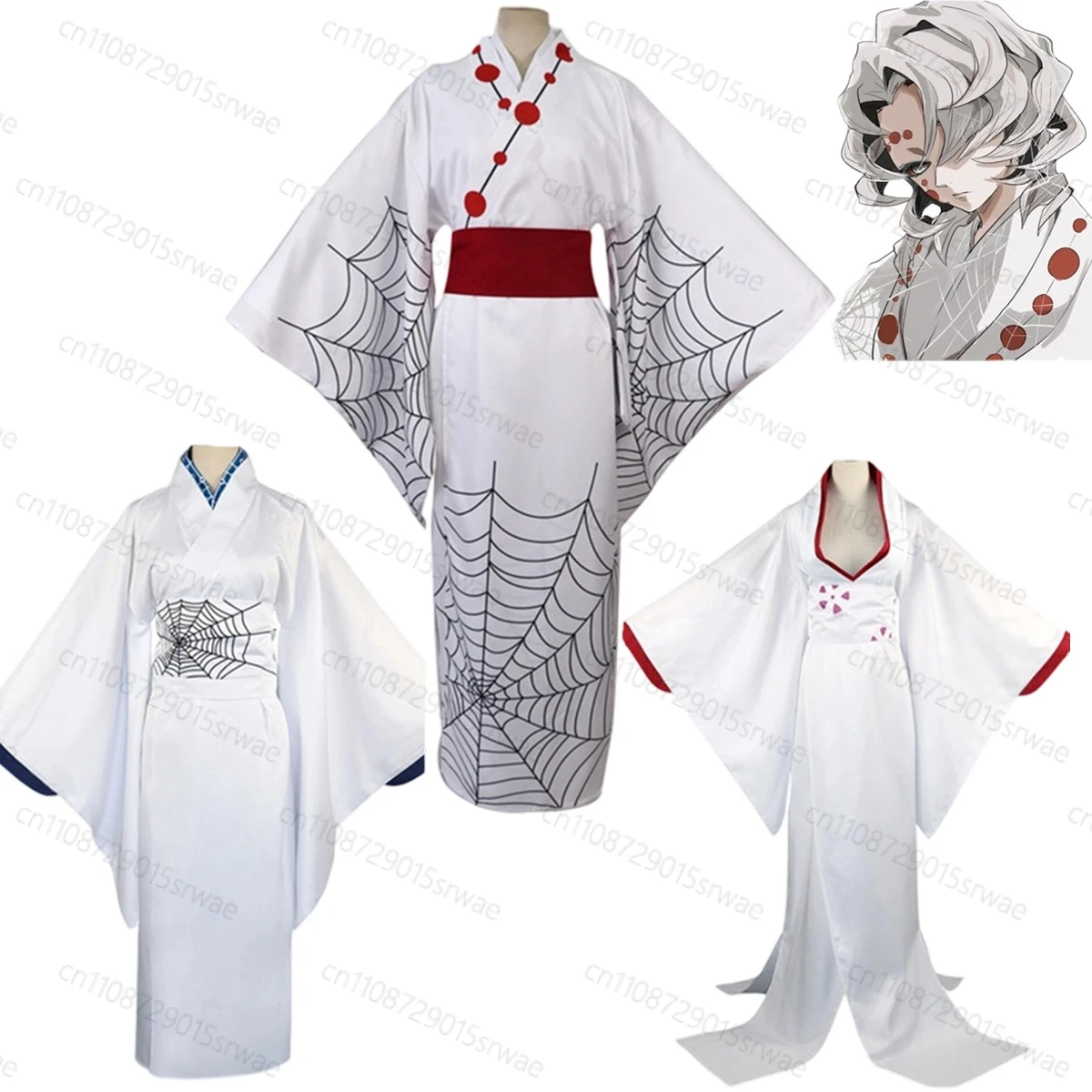 

Anime Demon Killer Cosplay Costumes Spider Oni Ayaki Rui Cosplay Costume Wig Adult White Kimono Full Set Christmas Party Outfits