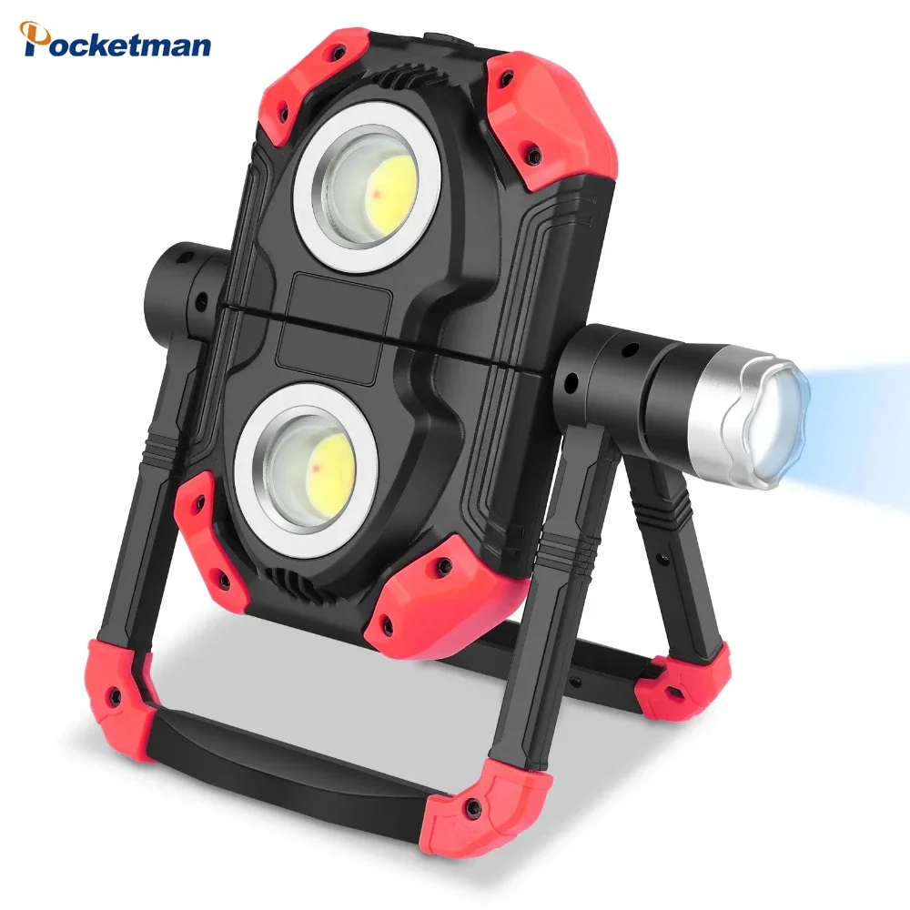 Multifunction LED Work Light USB Rechargeable with Magnetic Floodlight Collapsible Waterproof Power Bank Flashlight Patrol Lamp