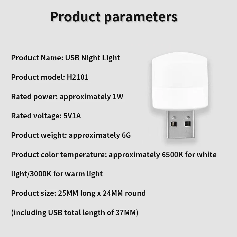 USB 플러그가 있는 휴대용 원형 LED 야간 조명, 5 가지 색상 사용 가능, 보육원 야간 조명, 어린이 청소년 방 장식, 5V, 1W