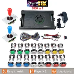 9800 in 1 Pandora Saga DX 2 Arcade Box DIY Kit Game Console 8 Way Joystick Led Light Switch Push Button Cabinet Bartop 2 Playes