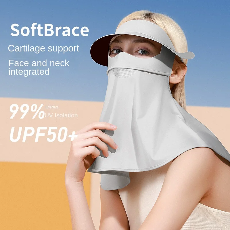 

Солнцезащитная маска с козырьком UPF50+ Полнолицевая и шея Крышка Ледяной шелк Нейлон-спандекс Охлаждающий шарф для гольфа Велоспорт на открытом воздухе Непослушный
