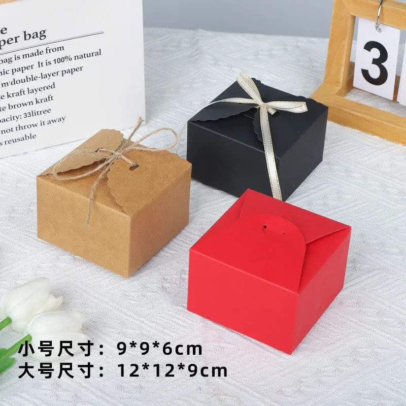 

10pcs Square Kraft Paper Packaging Boxes Folding Candy Pastry Baking Cake Wedding Birthday Xmas Party Gift Box