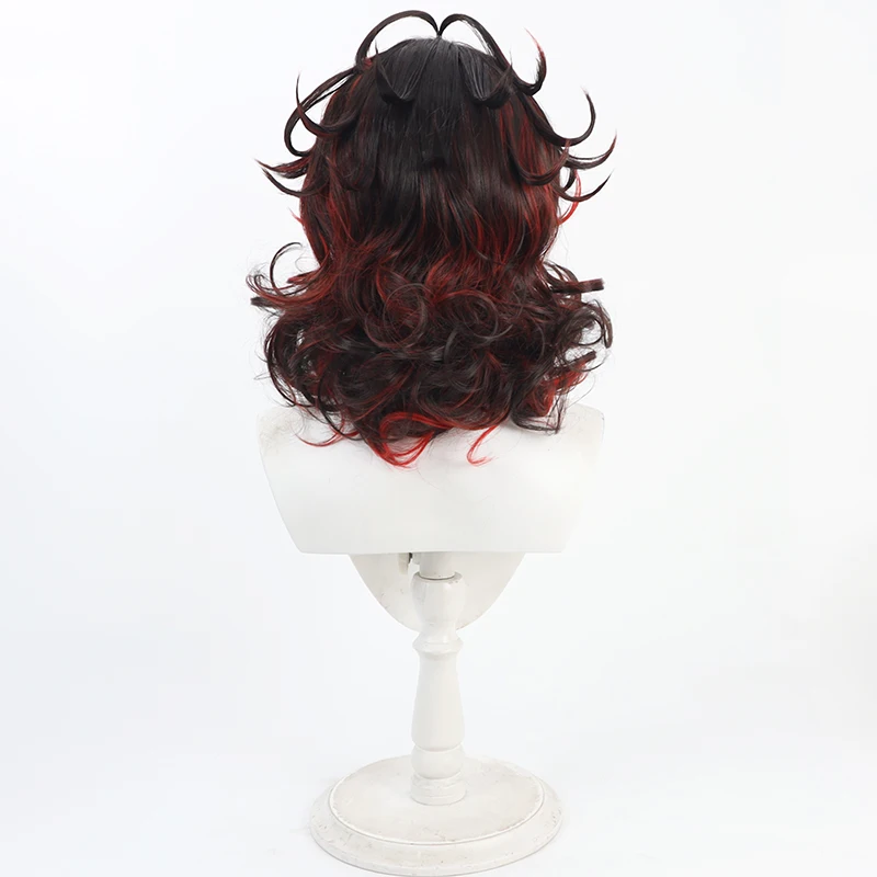Dante Alighieri تأثيري الباروكات مصير FGO Dante Alighieri 40 سنتيمتر طويل متموج براون مختلط شعر مستعار أحمر الشعر الاصطناعية مقاومة للحرارة