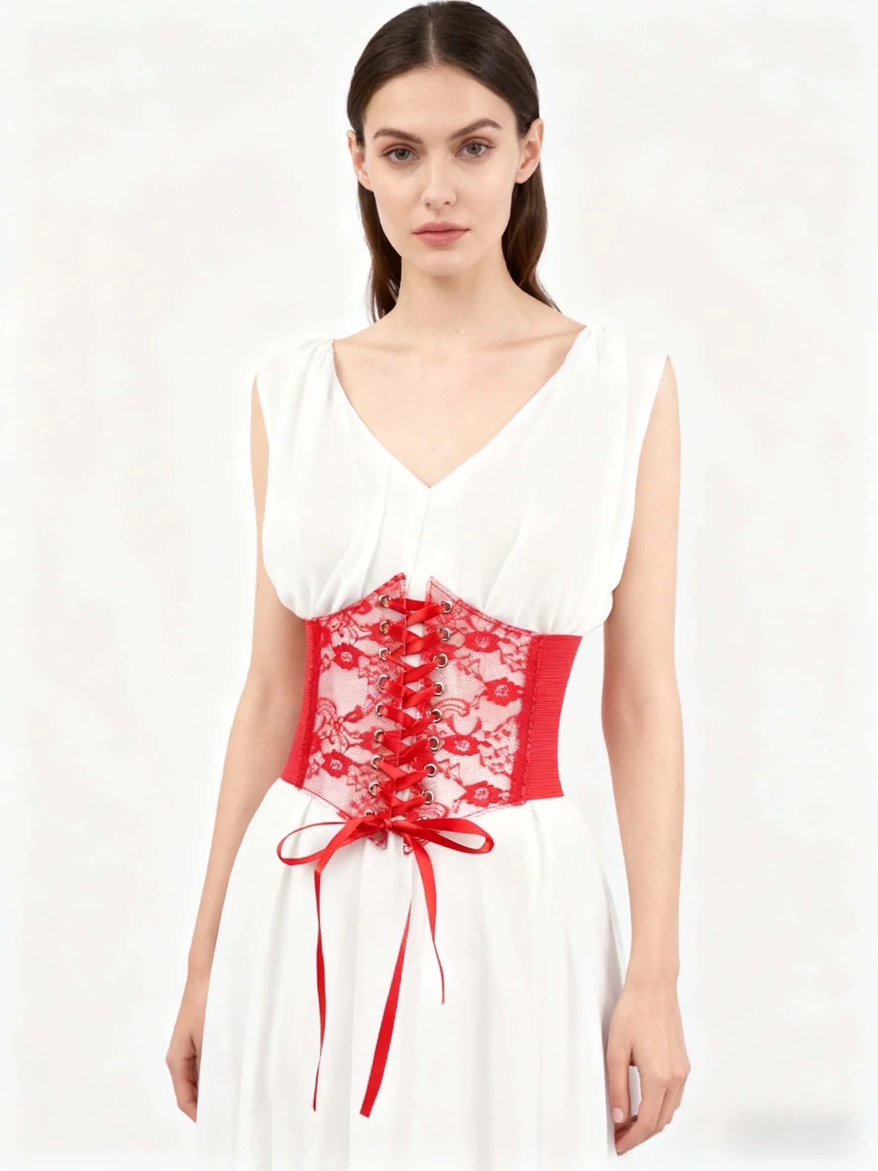 패셔너블한 여성용 레이스업 코르셋 벨트, 캐주얼 착용 및 특별한 경우에 적합한 레트로 스타일