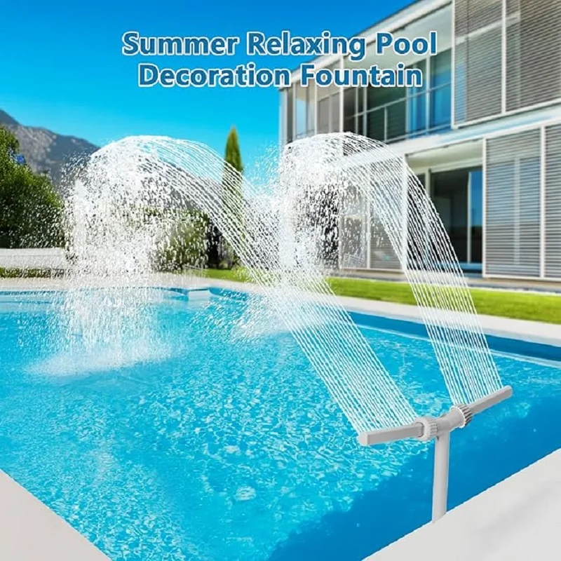 

Фонтан-распылитель для бассейна с двойным распылением, регулируемый водопадный распылитель, креативный дождеватель для бассейна с кронштейном