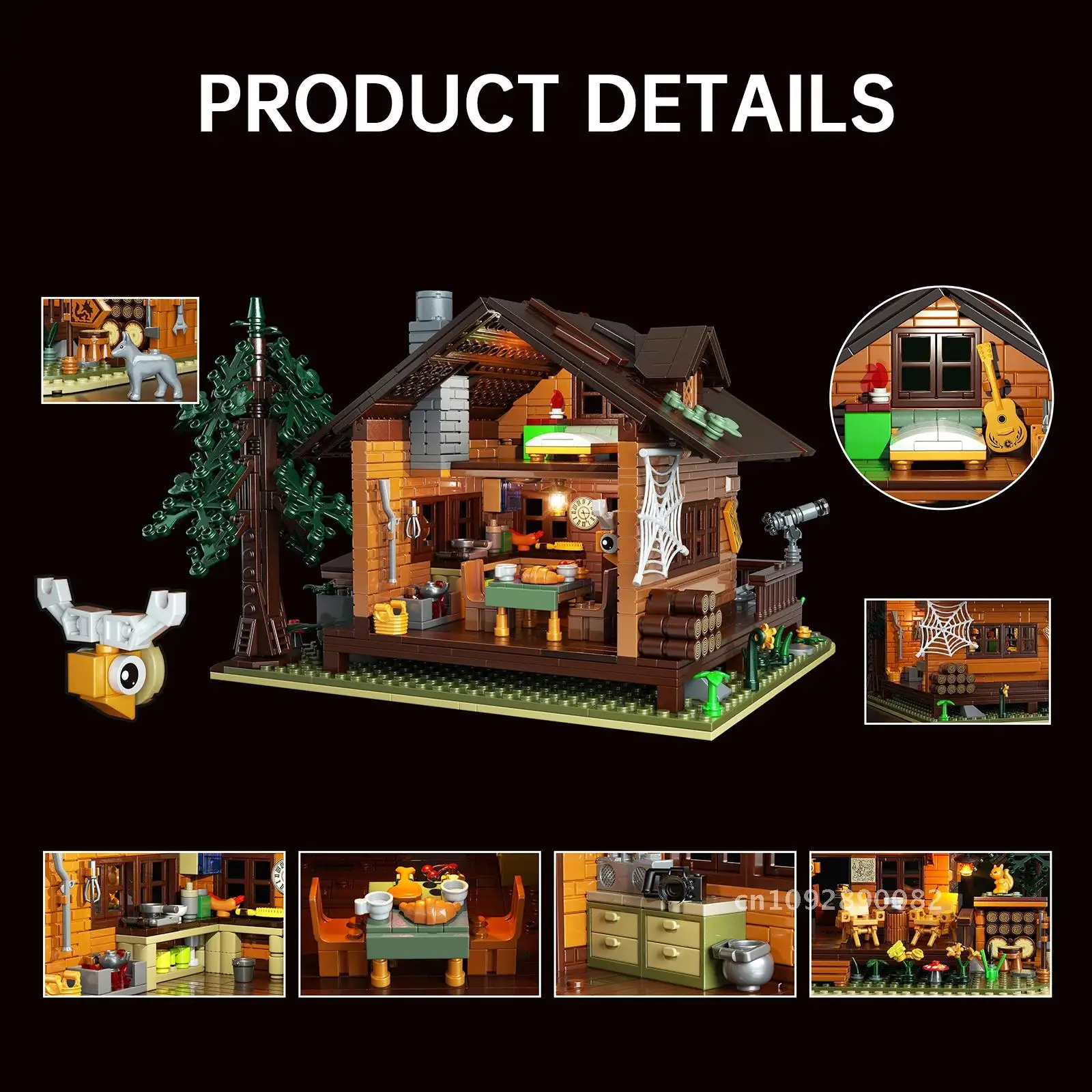 2024 ใหม่ Forest Cabin Building Block ชุดไอเดีย Street View House อิฐของเล่นรุ่น Hut 1077 PCS กรอบสถาปัตยกรรม Light Kit