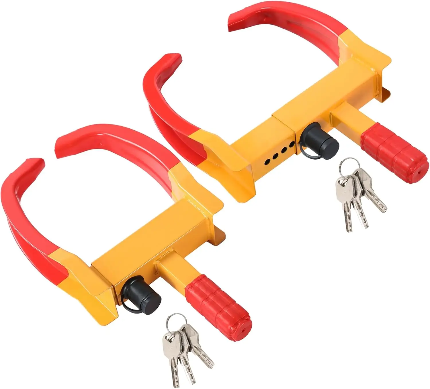 

2PCS Trailer Wheel Lock, Universal Adjustable Anti-Theft with 6 Keys (Red)
