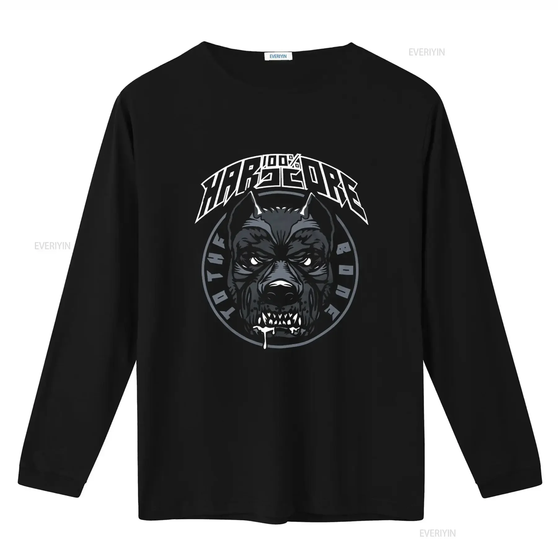 100 HARDCORE T Shirt Ferocious Dog Black Gabber Techno Style vintage Washed Stylish Casual streetwear Unisex Soft Stretched