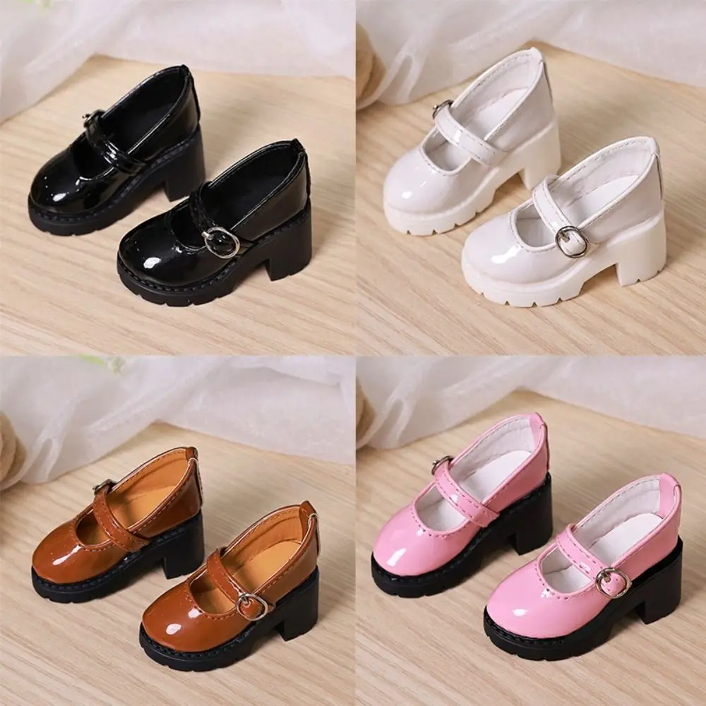 Moda suola spessa scarpe da bambola Bjd tacchi alti abbigliamento casual scarpe da bambola in pelle punta rotonda 6 cm * 3 cm 1/4 scarpe da bambola giocattoli fai da te