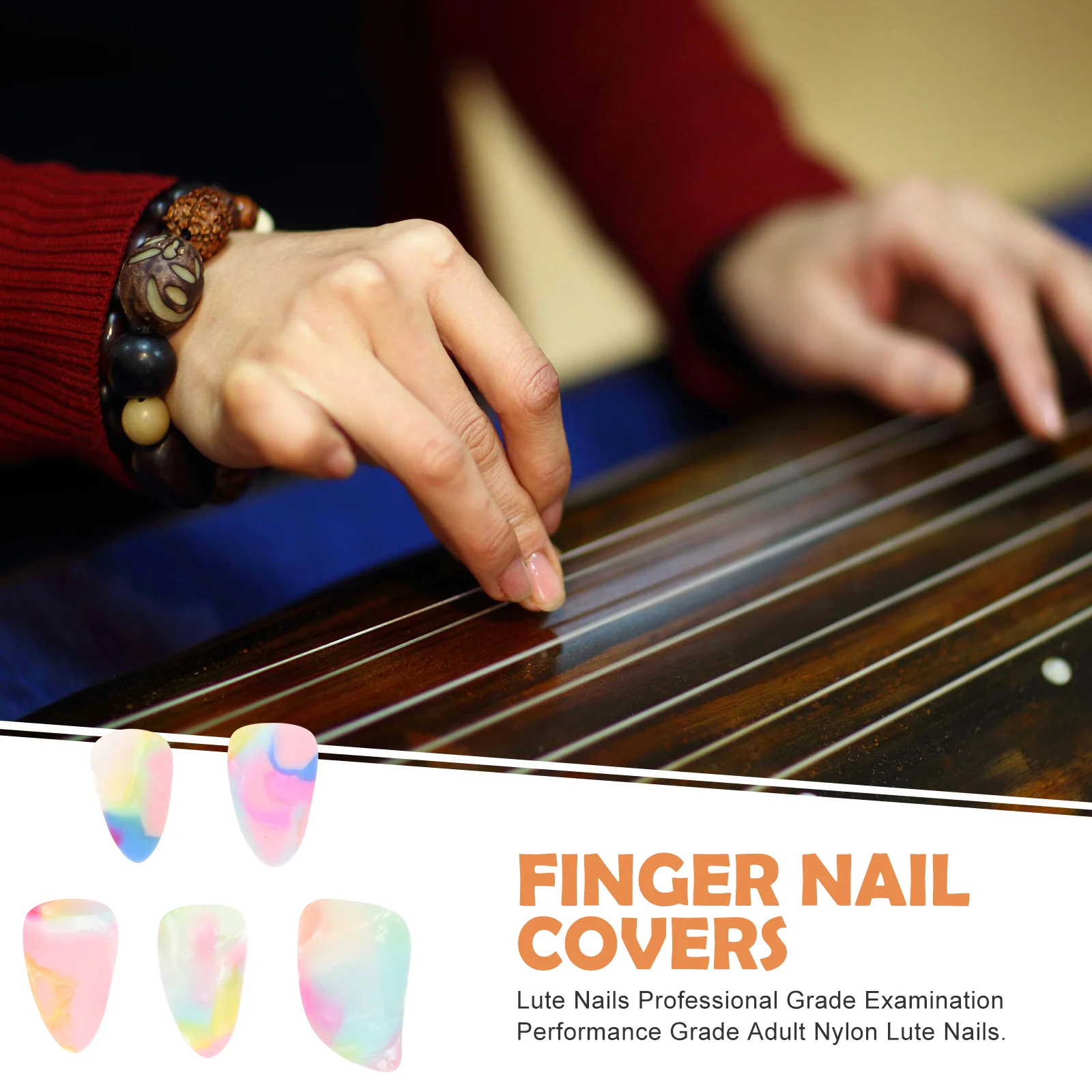 

1 Set Of Performance Grade Pipa Nails Ergonomic Curved Design For Lute Guzheng String Instrument Practice Finger Nail Protectors