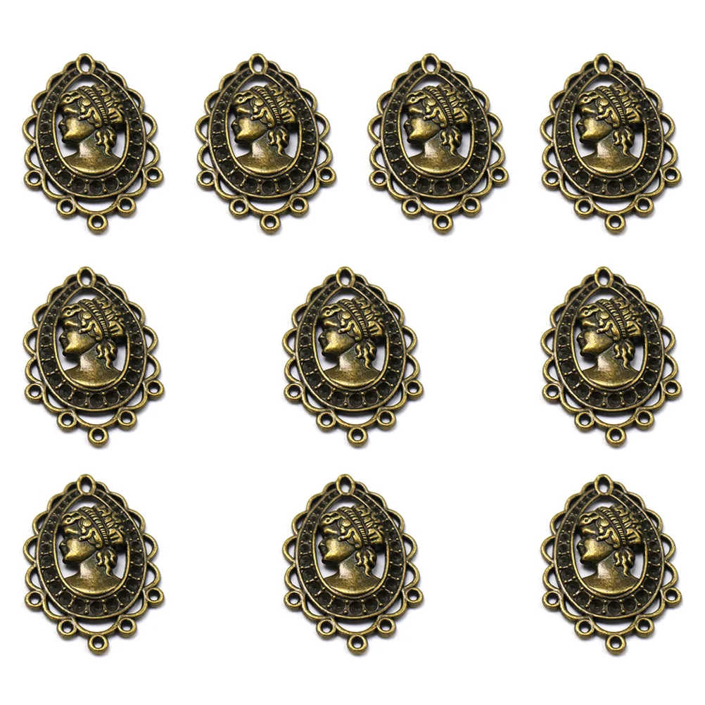 

10 Retro Beauty Head Pendants Filigree Alloy Charm Jewelry Making DIY Necklace Bracelet Earrings Accessories Craft Project