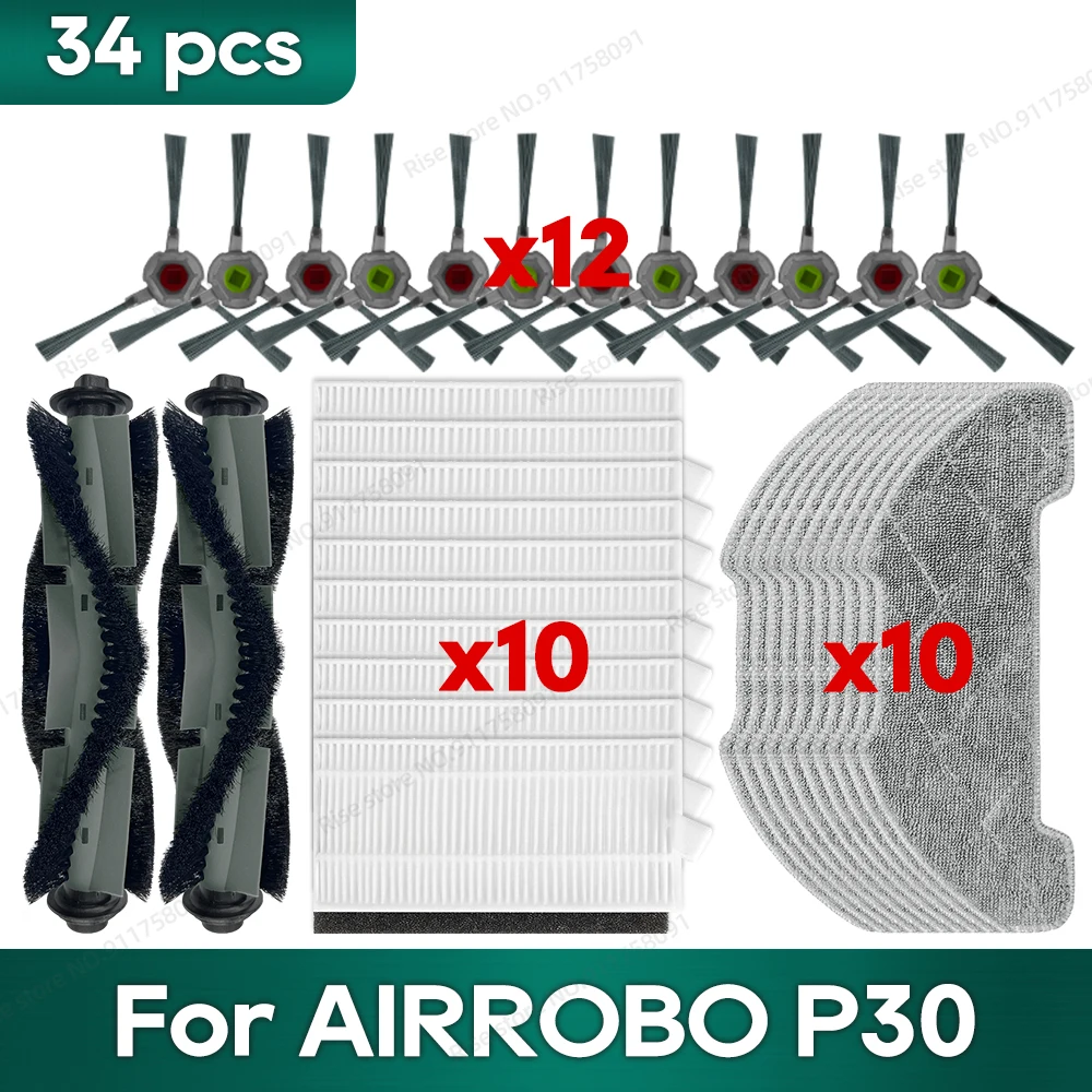 Fit for AIRROBO P30 Robot Vacuum Accessories Mop Washcloth Hepa Filter Main Side Brush Parts