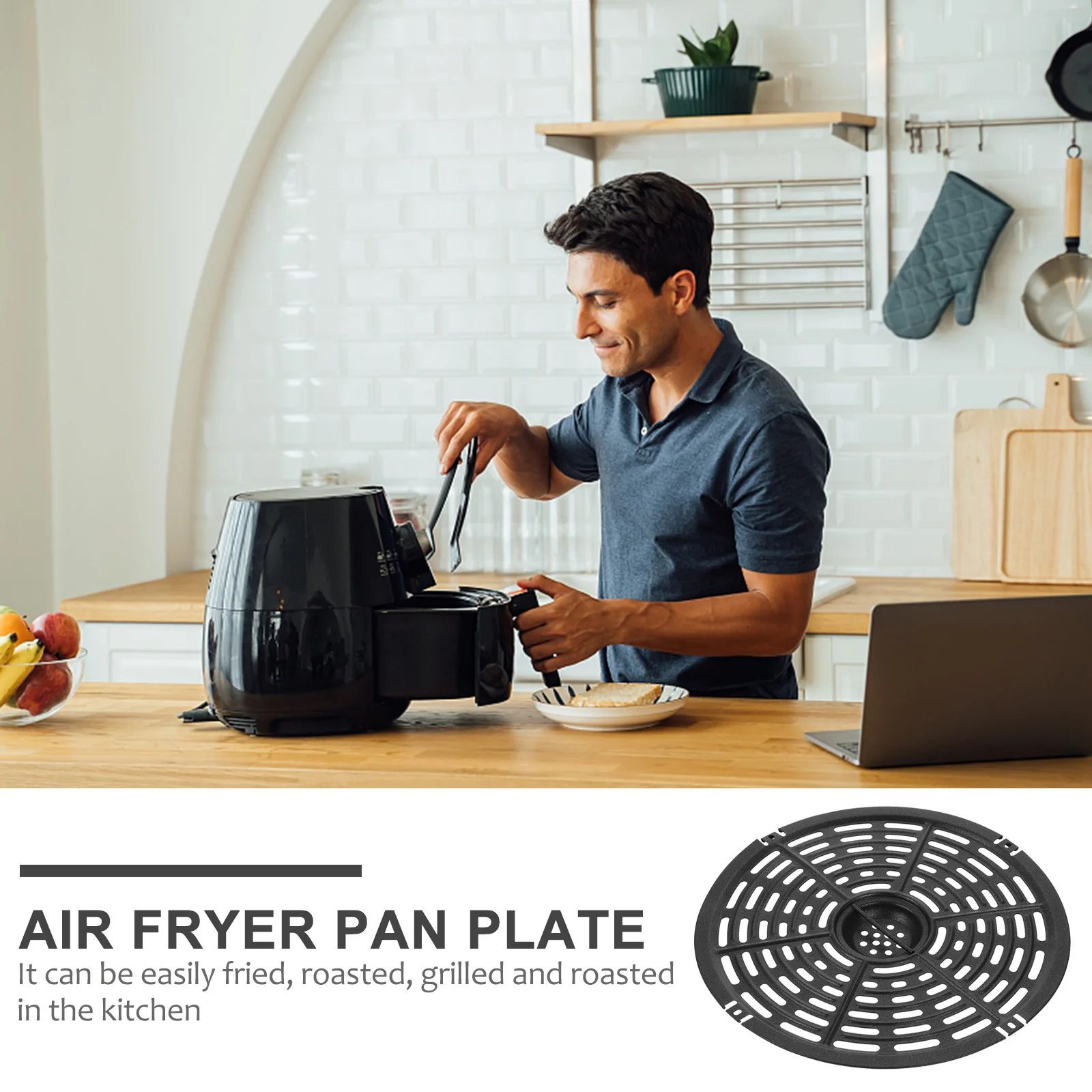

Air Fryer Pan Hollow Design Replacement Plate Non-Stick Grill Pan Accessory Healthy Low Oil Frying Kitchen Tool