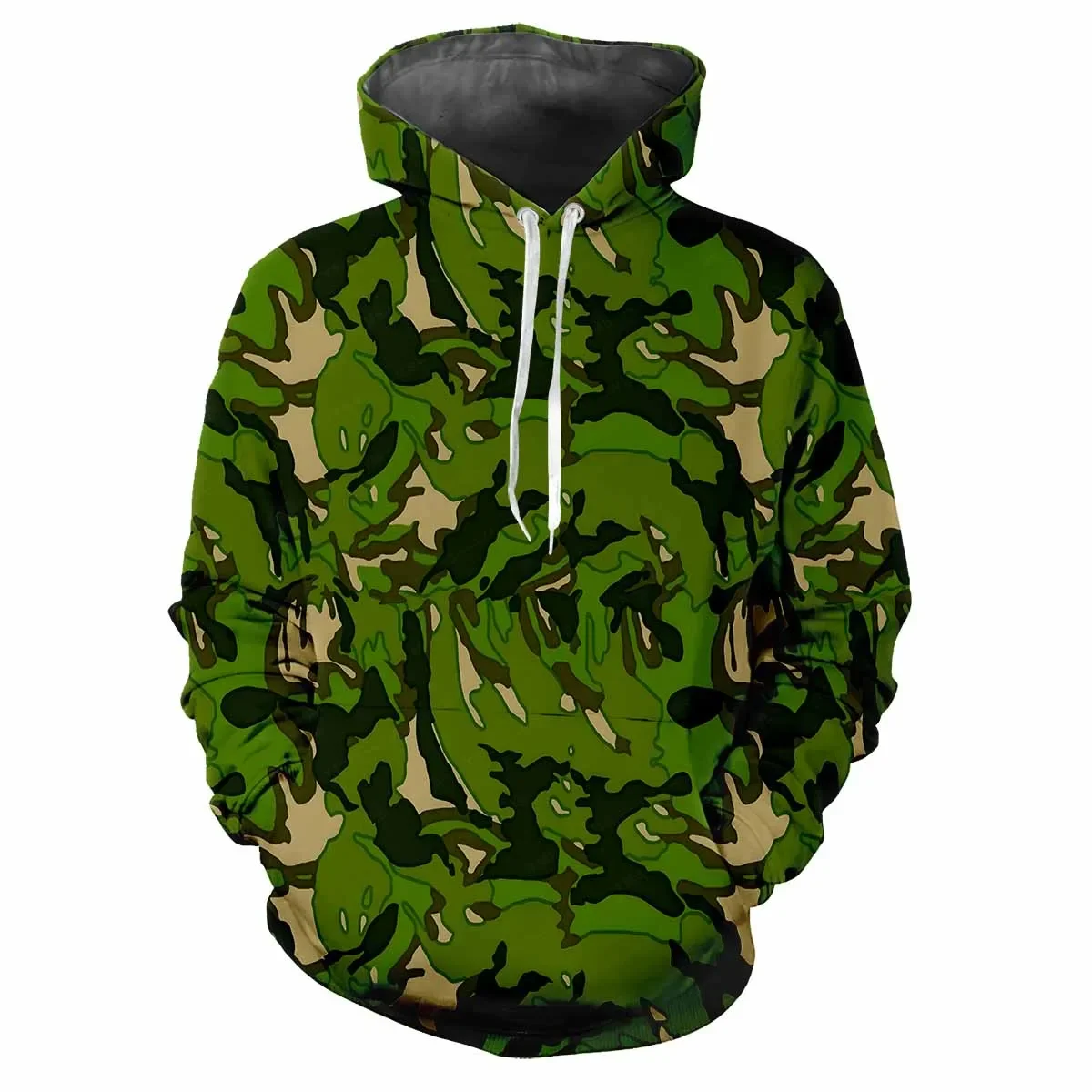 

Trendy men's Hoodie Printed Camouflage Patterns Digital Printing Casual Long Sleeved Hooded Thick Fabric Tops