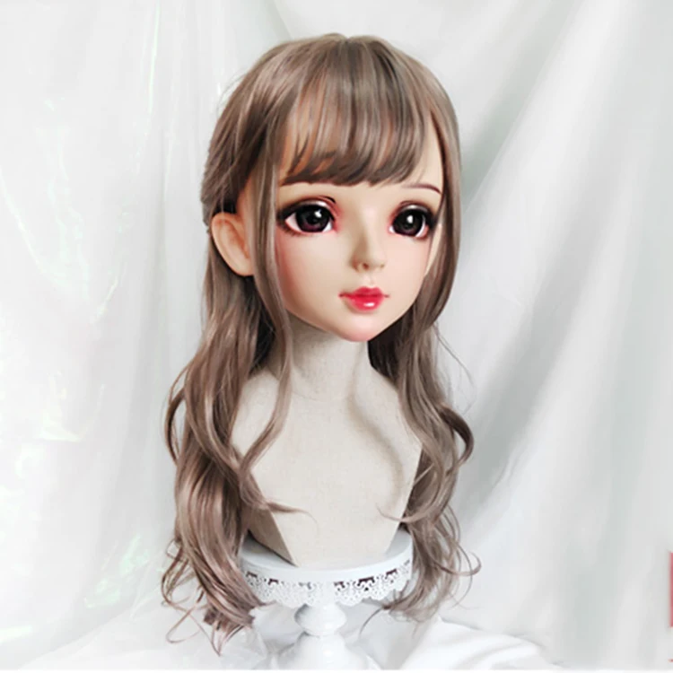 (Shi-11) femme douce fille résine demi-tête Kigurumi BJD yeux Crossdress Cosplay japonais Anime rôle Lolita masque avec yeux et perruque