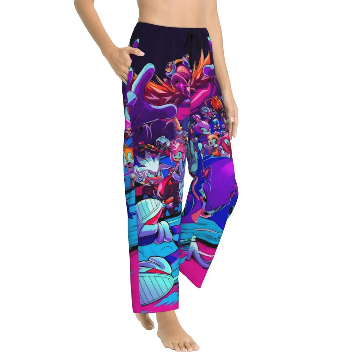 مخصص سونيس بيجامة السراويل النسائية القنفذ لعبة ملابس خاصة صالة النوم قيعان تمتد مع جيوب