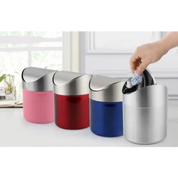 Mini Countertop Trash Cans Stainless Steel Small With Swing Top Lid Stain Proof Trash Cans For Car Office Kitchen Peelings Crumb