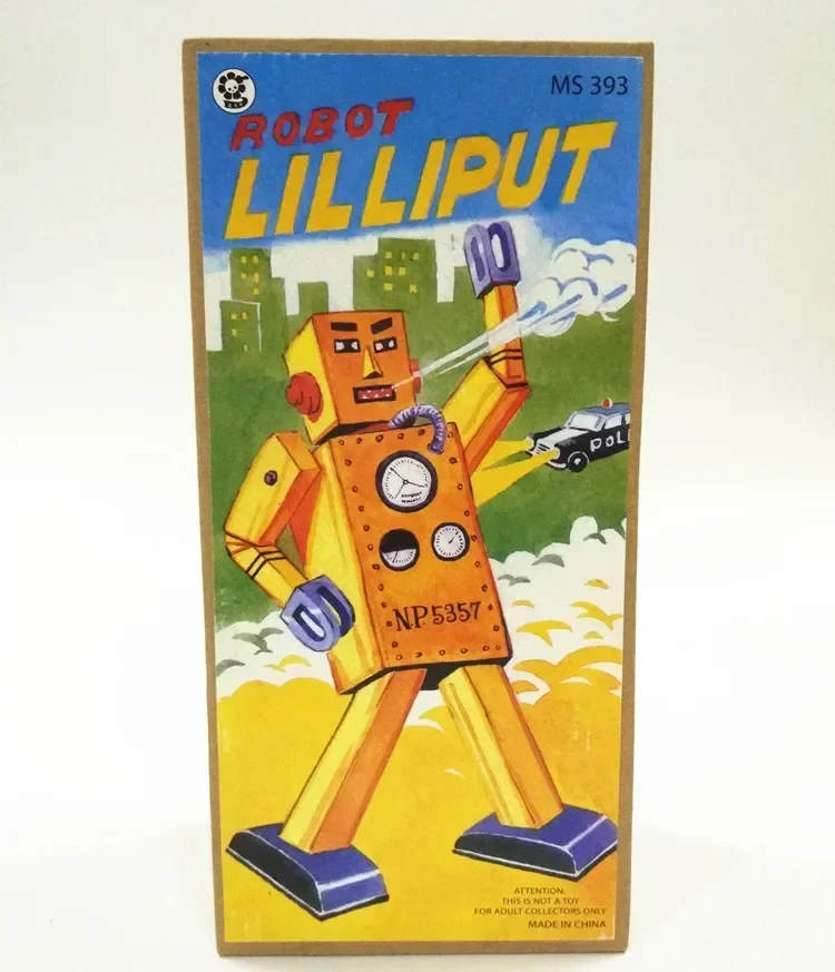 Vintage Wind Up Tin Toy Robot Craft Collectible Gift for Adults Handmade Clockwork Lilliput Robot, Perfect Decor for Toy