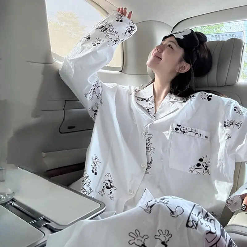 Conjunto de pijamas de manga larga para mujer, pantalones nuevos japoneses, moda para el hogar, cárdigan, conjunto de dos piezas, dulce primavera y otoño