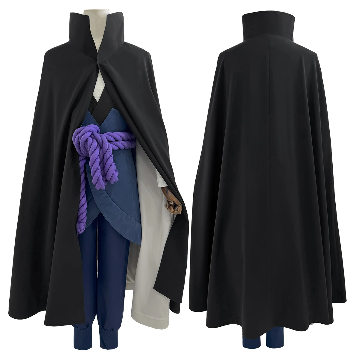 

HOLOUN Anime Uchiha Sasuke Cosplay Costume Cloak Vest Pants Purple Belt Halloween Christmas Animation Convention
