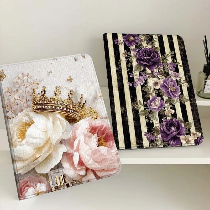 

Golden Crown Peony Bloom Gift Tablet Case For Samsung Tab Galaxy S6 S11 A A7 A8 A9 A11 10.1 10.4 10.5 Plus Lite