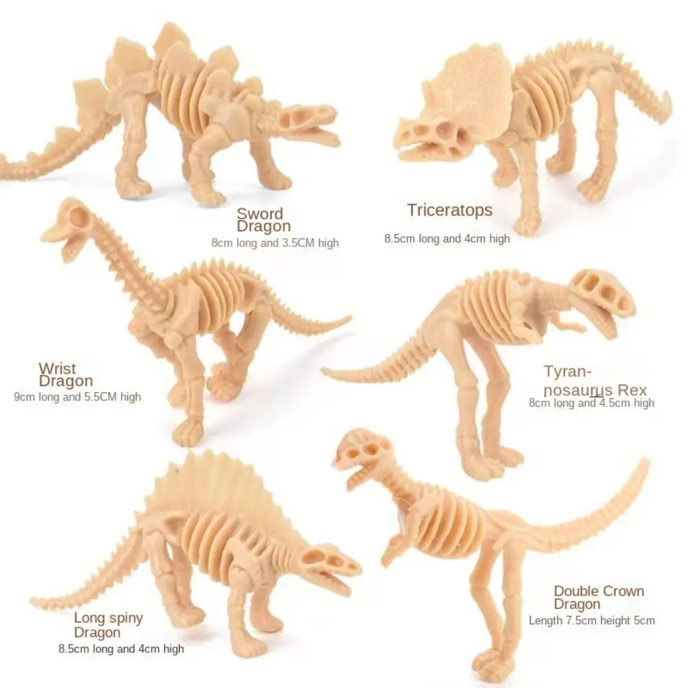 6pcs PVC Dinosaur Toys Plastic Interactive Dinosaur Set Dinosaur Skeleton Action Figures Collection Toy