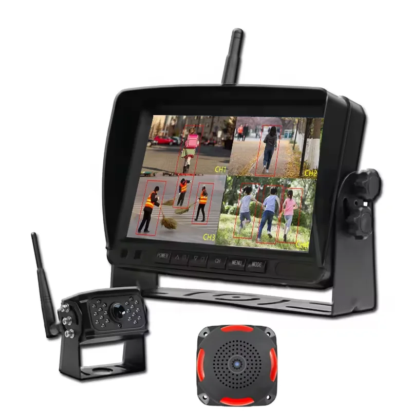 Wireless AHD Backup for Truck RV Split Screen AI Blind Spot Detection BSD Alarm Recorder Waterproof Reverse Image view 3