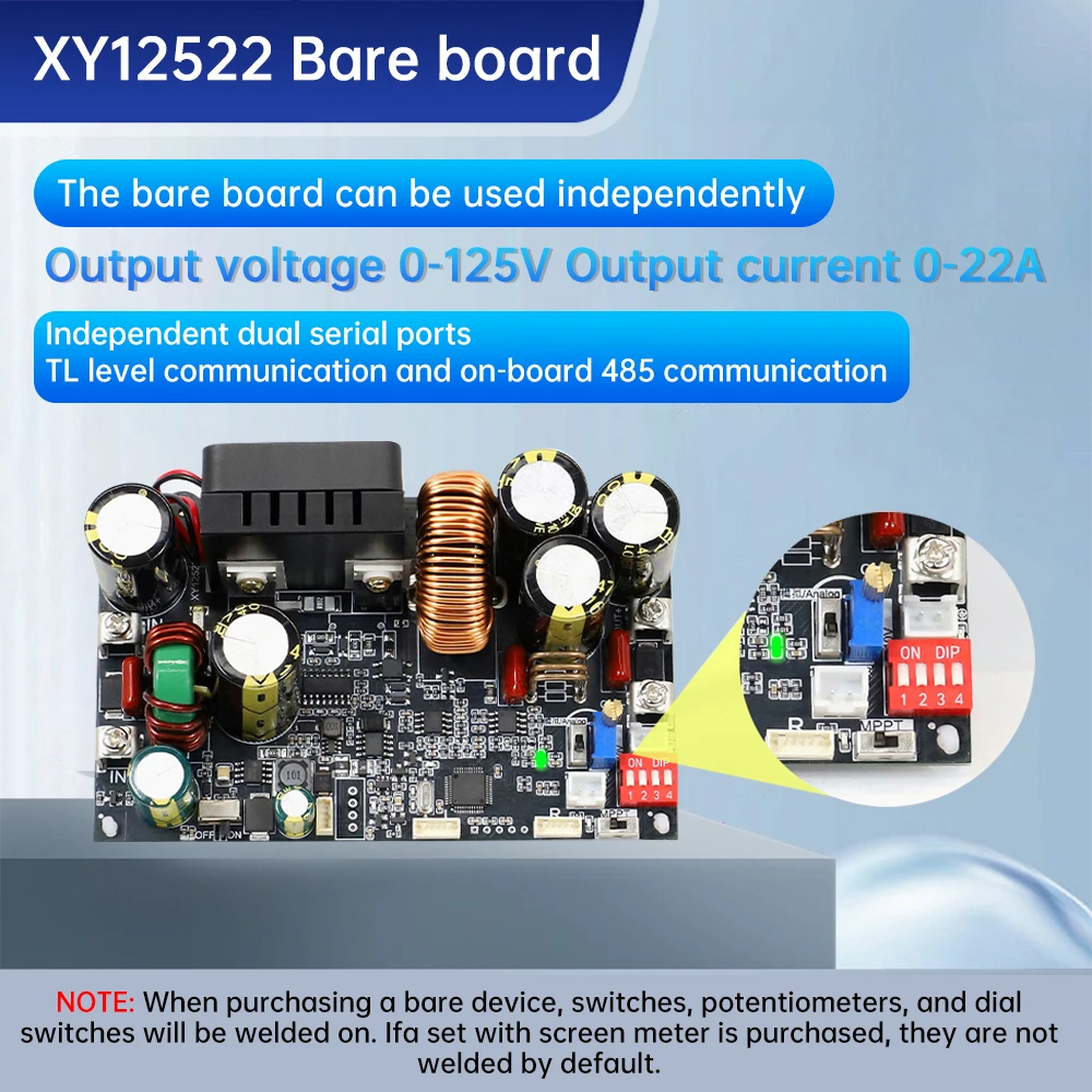 XY12522 22A/2000W Adjustable Current Stabilized Voltage Base Constant Voltage Current Step-down Module DC12-14V Power Supply