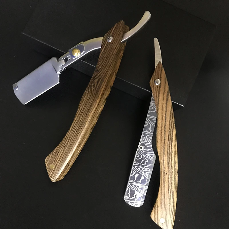 Neue Holz Trimmer Manuelle Rasierer Professionelle Gerade Kante Edelstahl Sharp Barber Razor Klapp Rasiermesser Geschenk