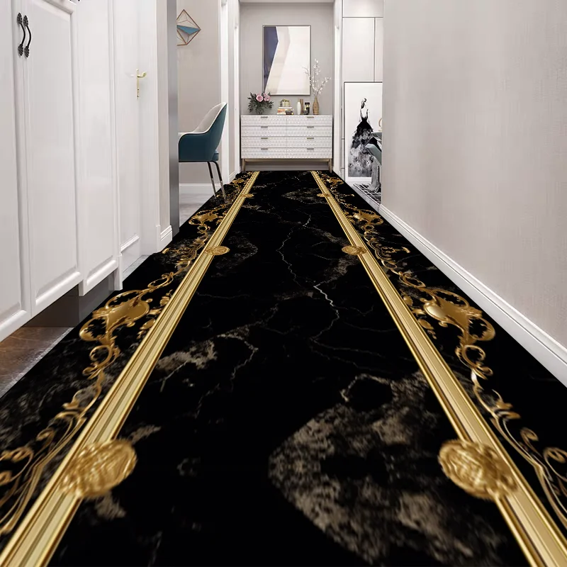 Modern Luxury Hallway Runner Long Corridor Carpets Stairway Hallway Stairs Home Decor Rug Non-slip Kitchen Mat Size Customized