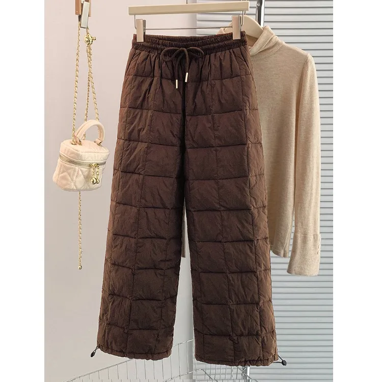 Damen-Oberbekleidung, gerades Bein, Dstring, leichte Baumwollhose, reine Farbe, elastische Taille, blau, erschwingliche Winterhose