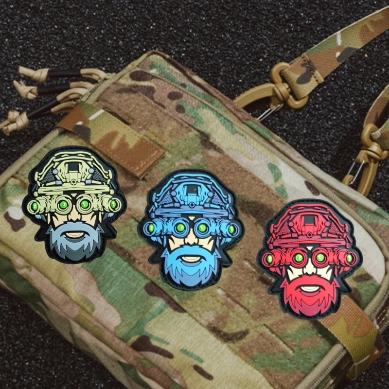 Tactical 3D PVC Grandmaster At Arms Hook&Loop Patch Red Blue Night Vision Device Morale Badge Armband Outdoor Backpack Stickers