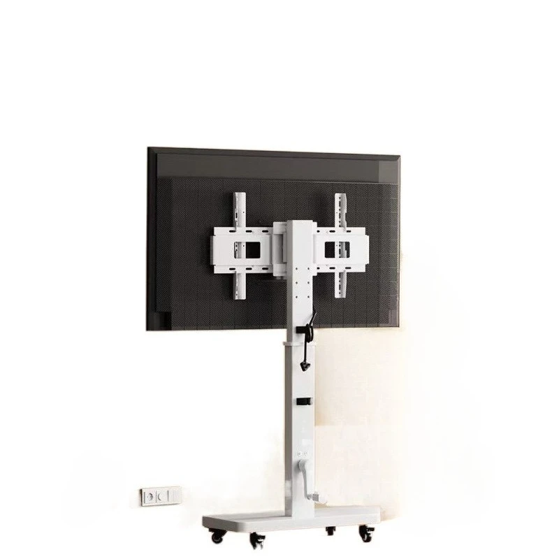 

TV bracket horizontal and vertical screen rotation live broadcast rack hand-cranked lift cart with wheels to move